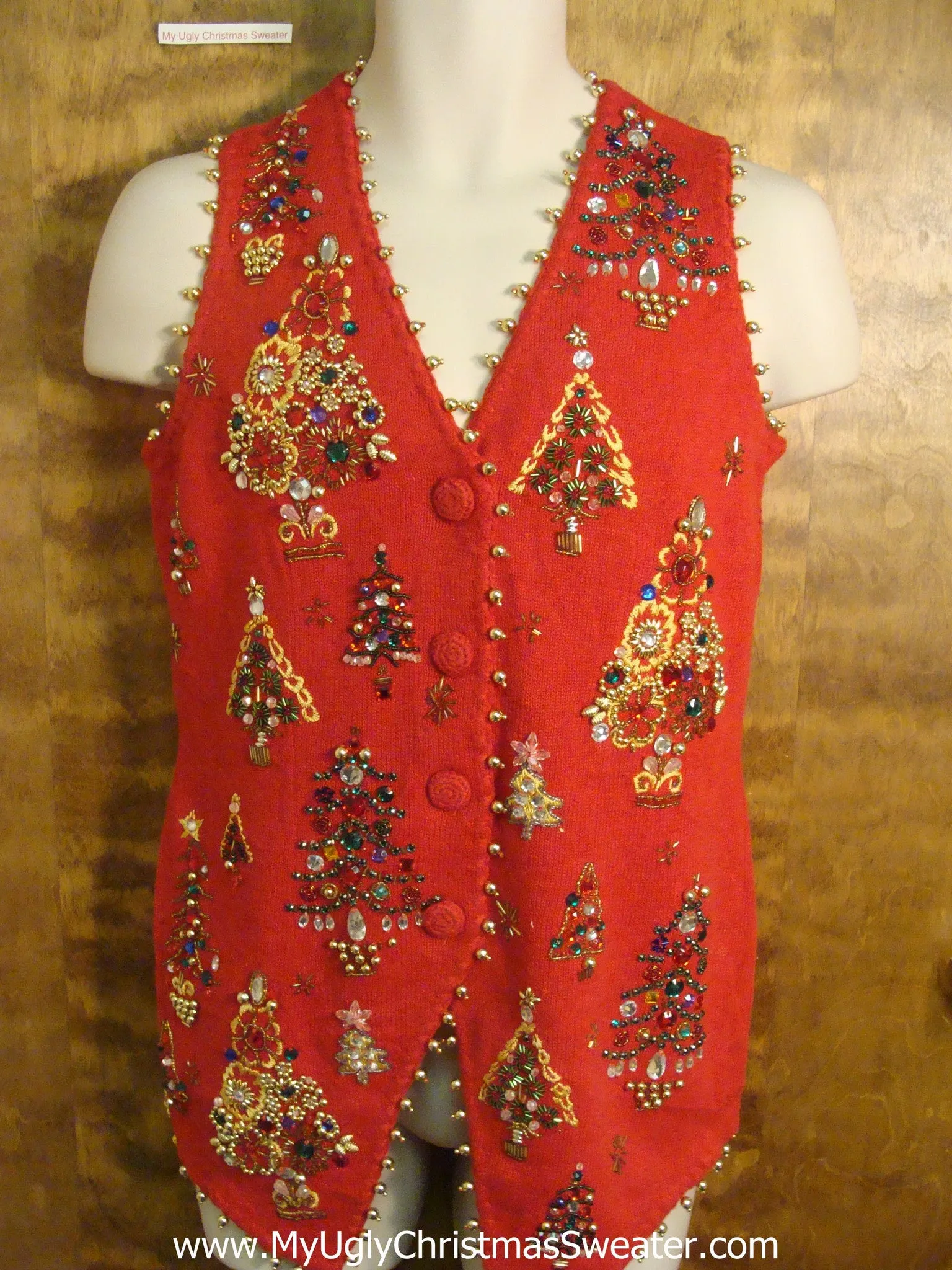 Bling Tree Decorations Ugly Christmas Sweater Vest