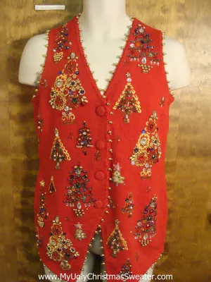 Bling Tree Decorations Ugly Christmas Sweater Vest