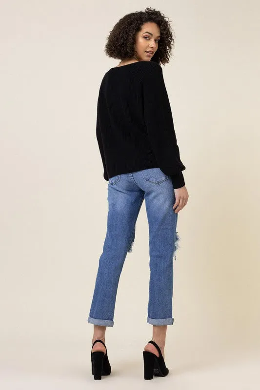 Boyfriend High Waist Distressed Denim Jeans