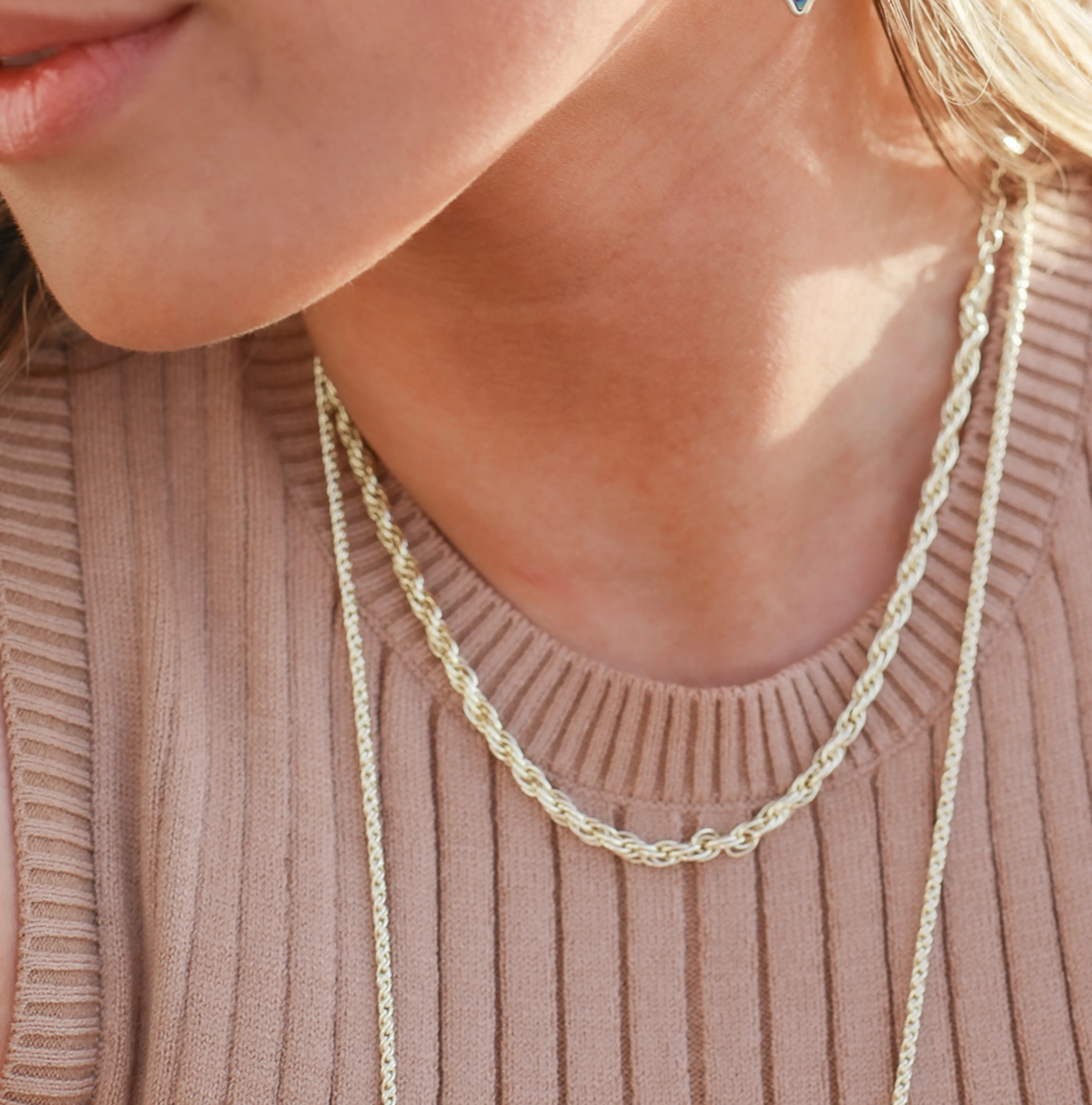 Braided Chain Layering Necklace in Gold