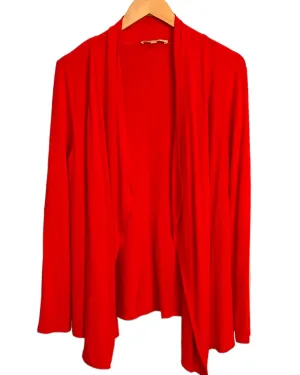 Bright Winter Poinsettia Jersey Knit Open Cardigan