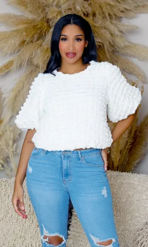 Bubble | Puff Sleeve Top- Ivory FINAL SALE