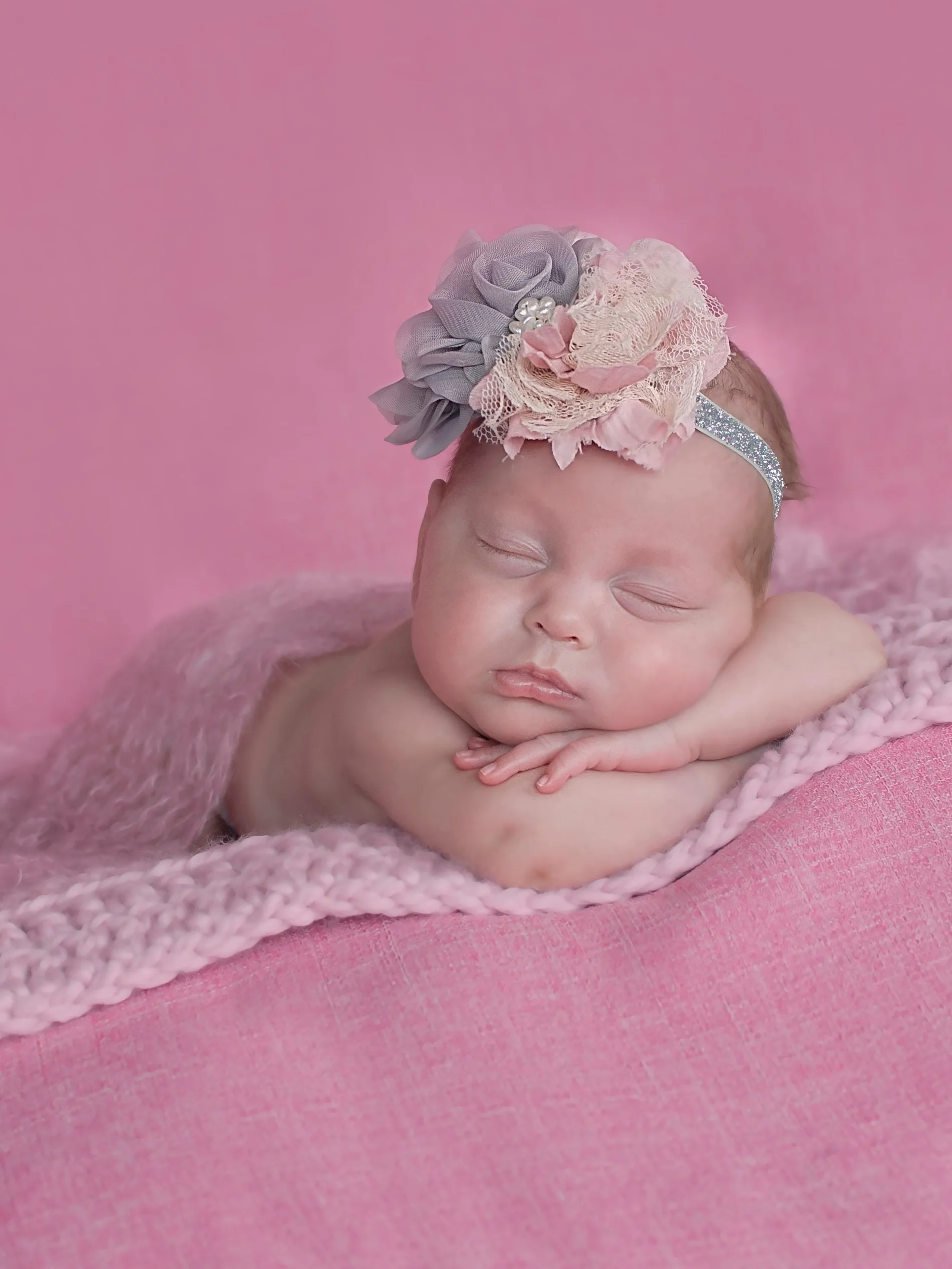 Bubblegum pink newborn baby layering bump blanket