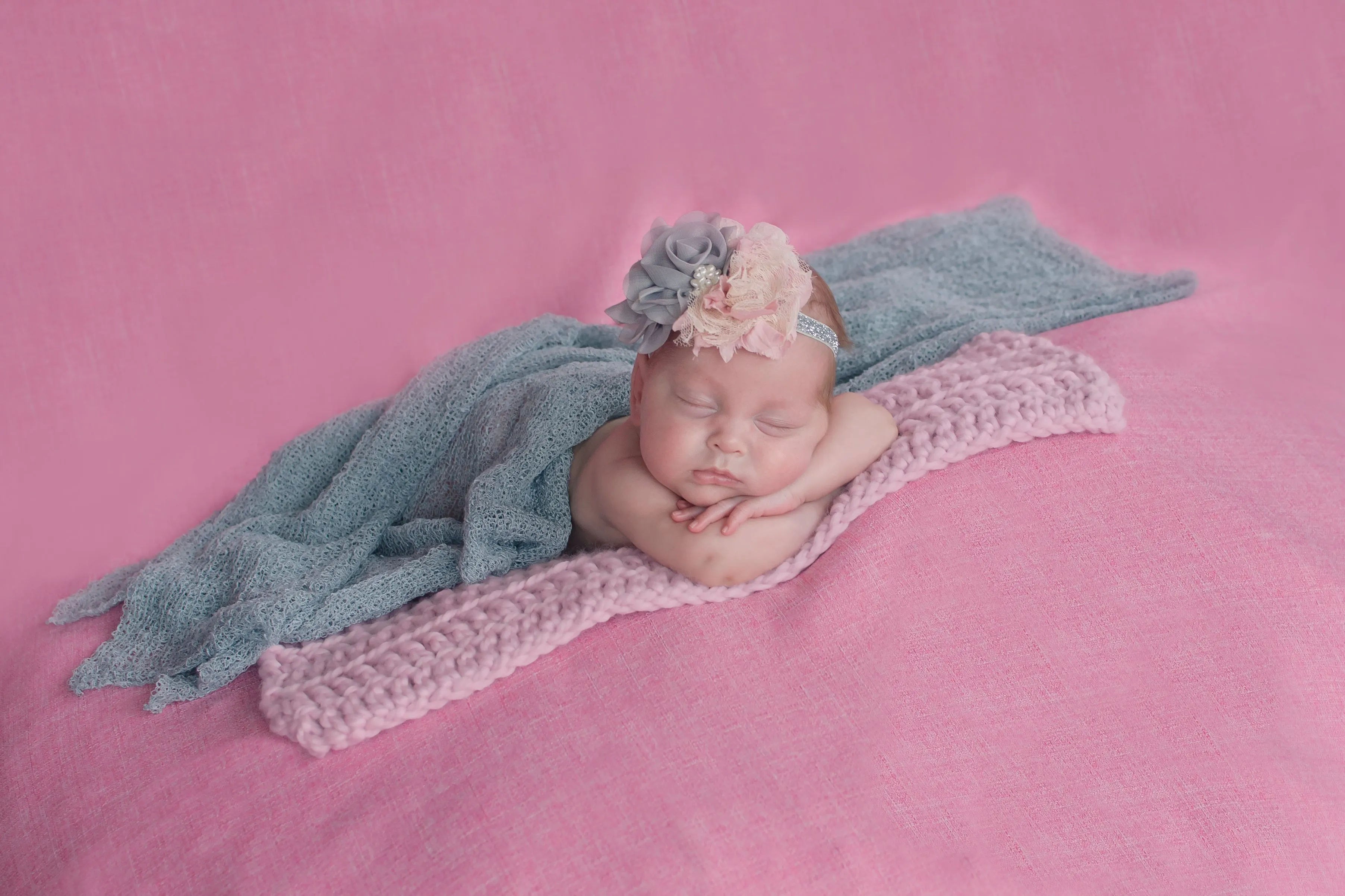 Bubblegum pink newborn baby layering bump blanket