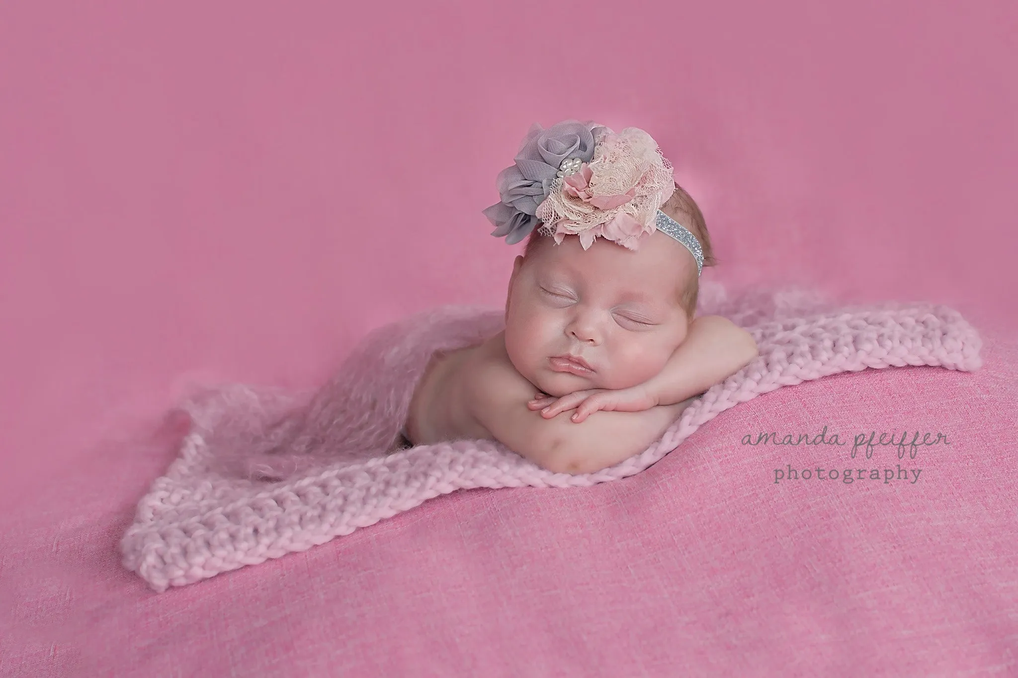 Bubblegum pink newborn baby layering bump blanket