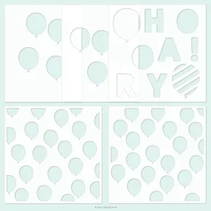 Bunch of Balloons Stencil Pack (3 6 x 6; 2 4.75 x 6)