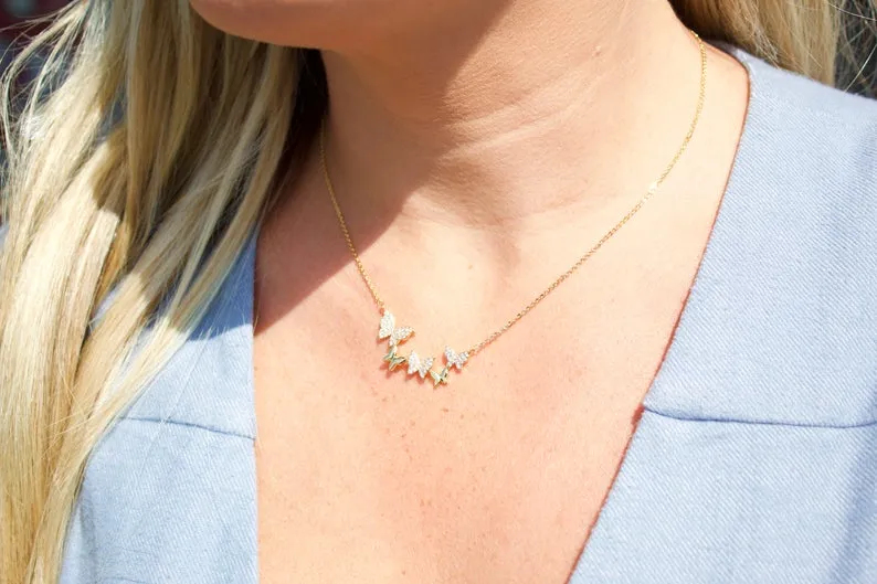 Butterfly Layering Rolo Dainty Necklace (G69)
