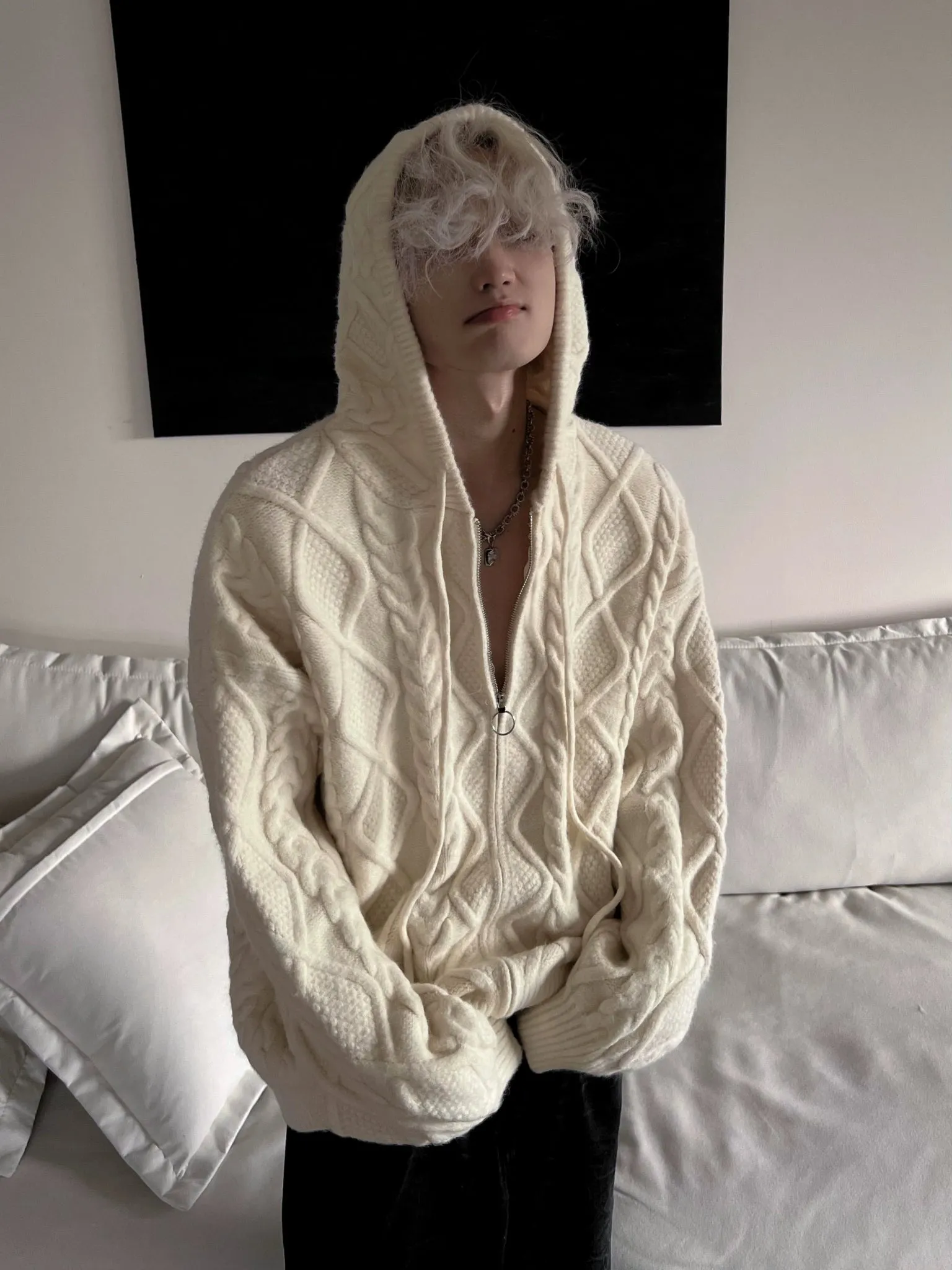 Cable Zip Knit Cardigan SLW0008