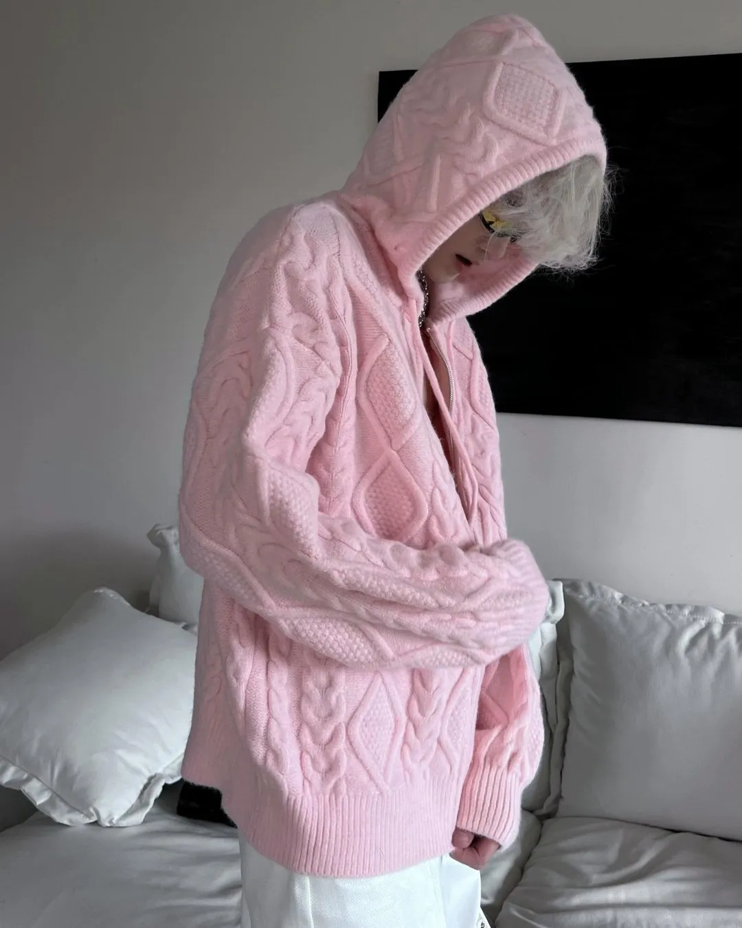 Cable Zip Knit Cardigan SLW0008
