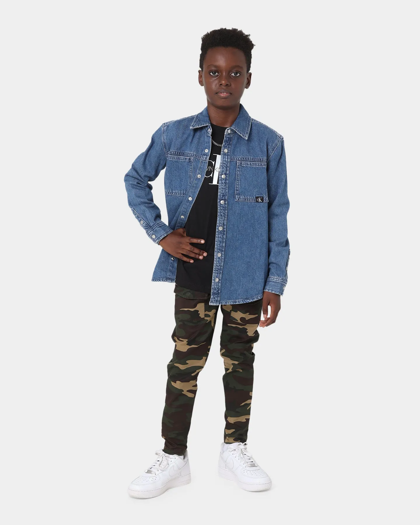 Calvin Klein Kids' Relaxed Denim Shirt Mid Blue Rigid
