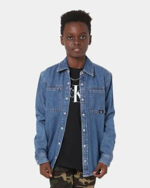 Calvin Klein Kids' Relaxed Denim Shirt Mid Blue Rigid