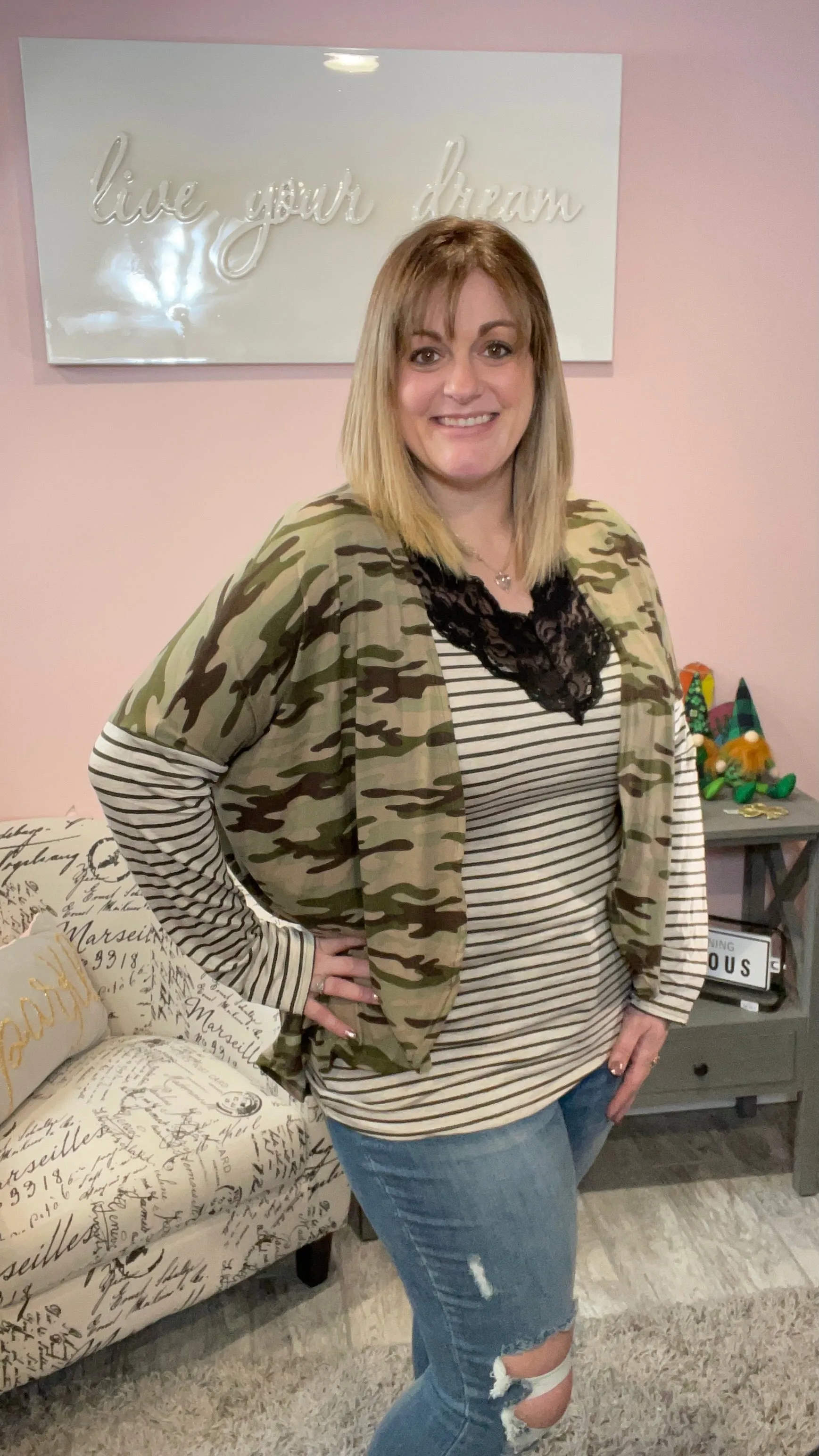 Camo Stripe Cardigan