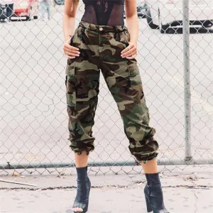 Camouflage High Waist Patchwork Loose Casual Pants
