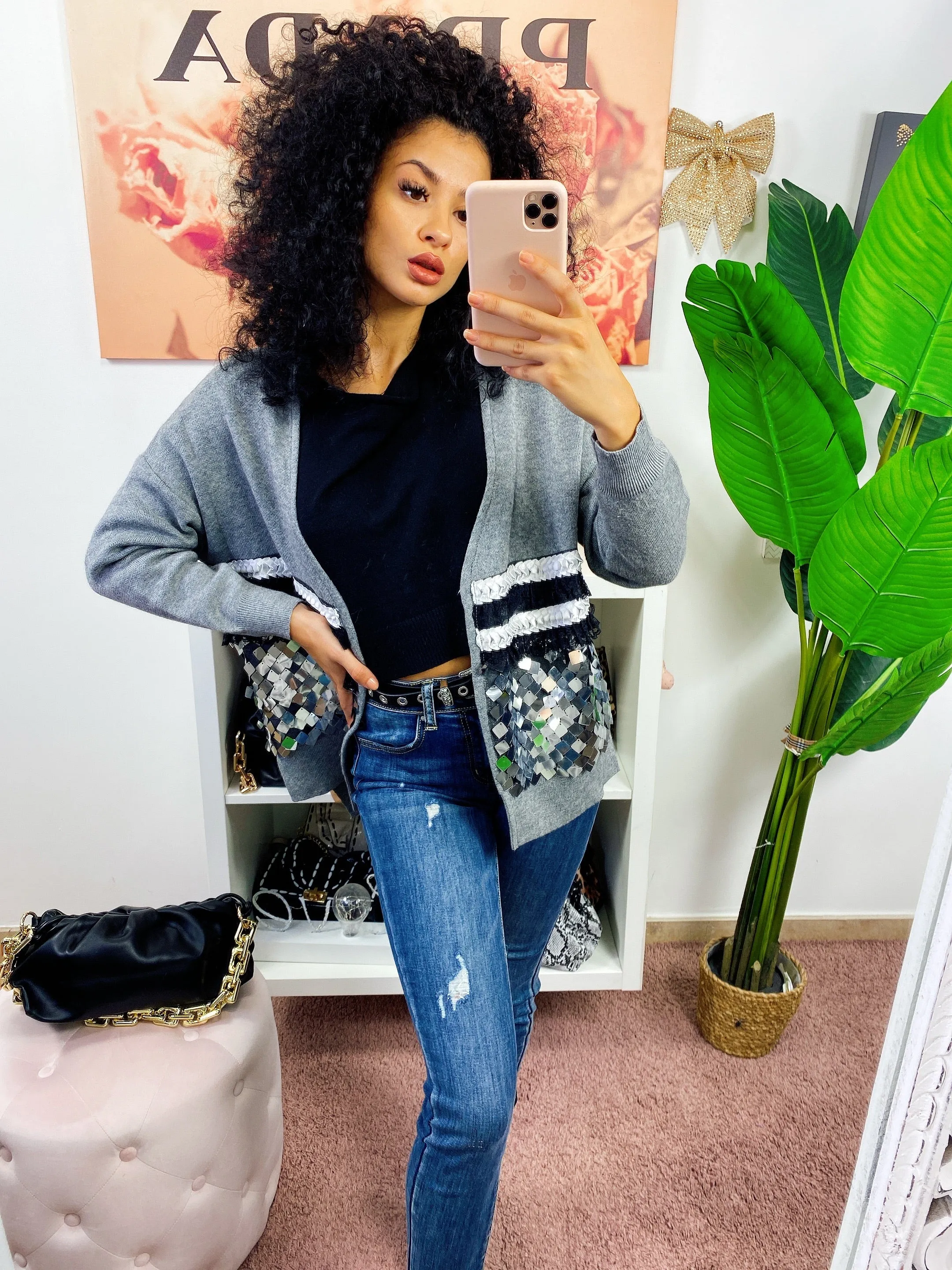 Cardigan con paillettes