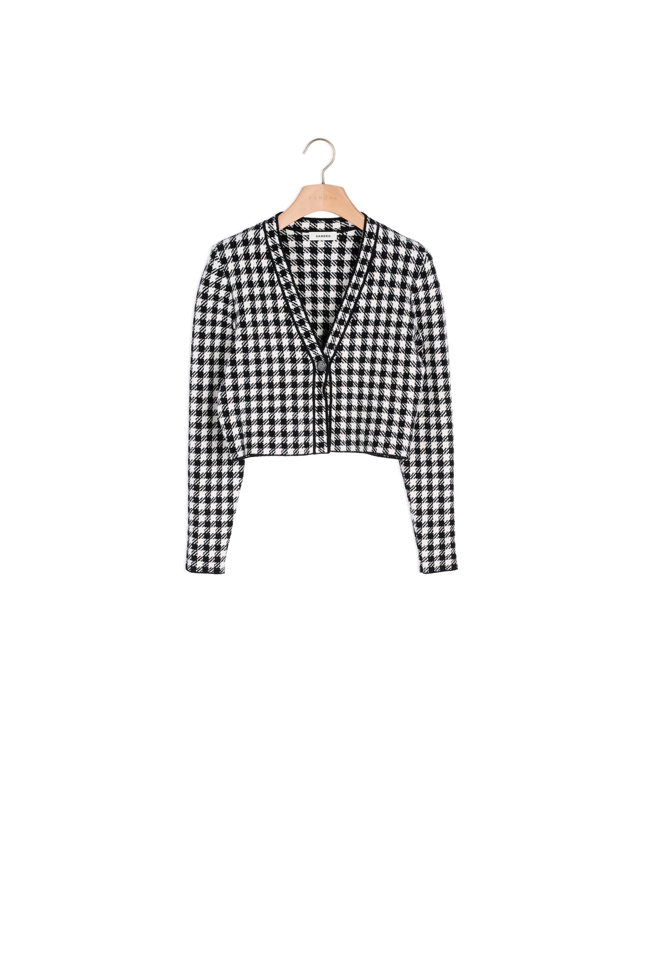 Cardigan court jacquard vichy
