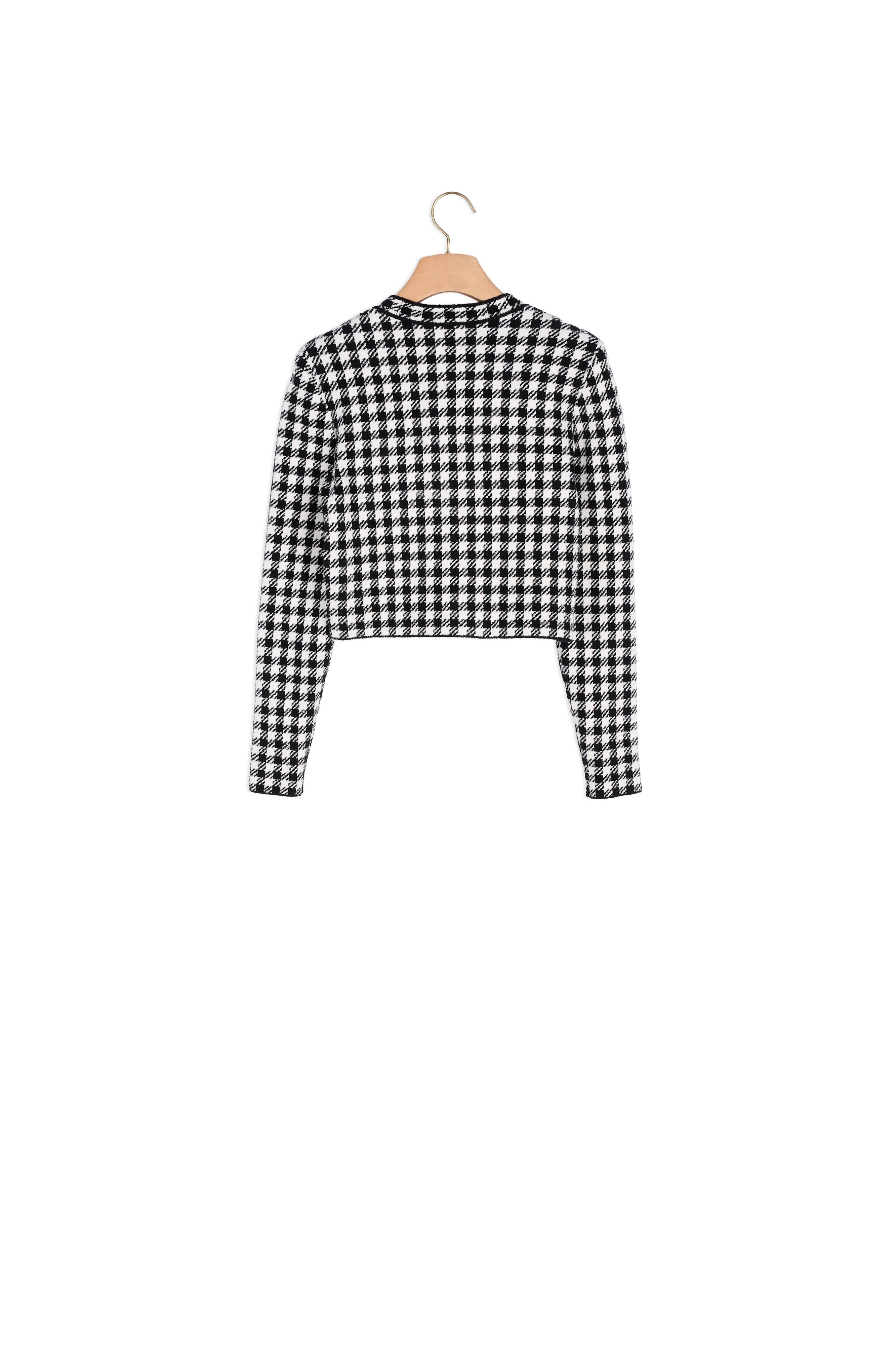 Cardigan court jacquard vichy
