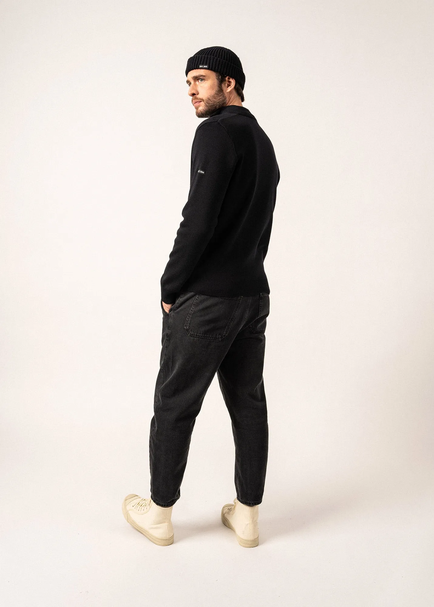 Cardigan Creggan - zippé, en laine mérinos (NAVY/TREFLE)