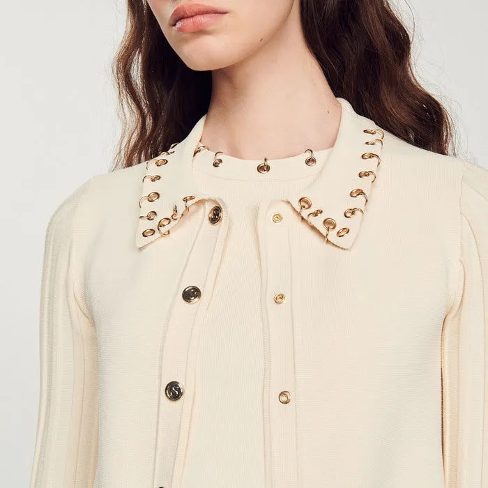 Cardigan en maille détails anneaux