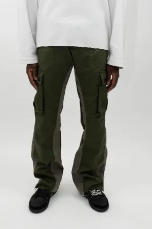 CARGO FLARE TROUSERS - KHAKI