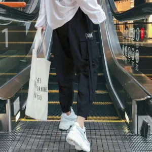 Cargo Pants Women Korean Loose BF High Waist Jogger French Casual Hip-Hop Pants
