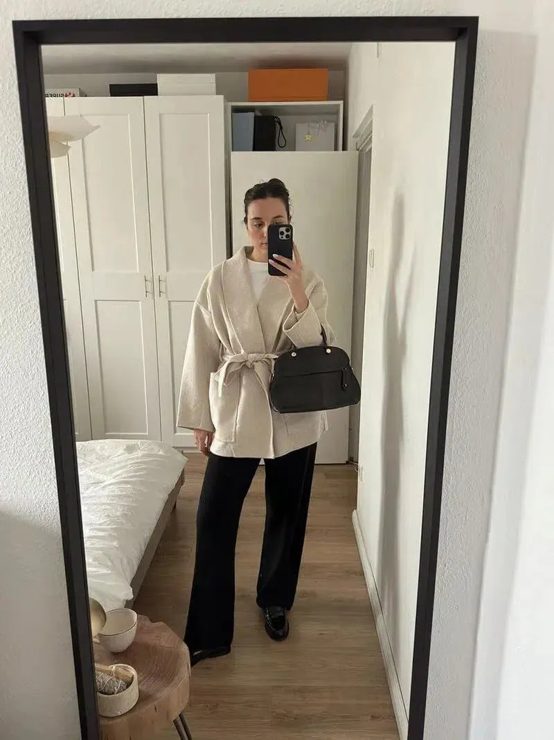 Carina – V-neckline – Faux wool cardigan