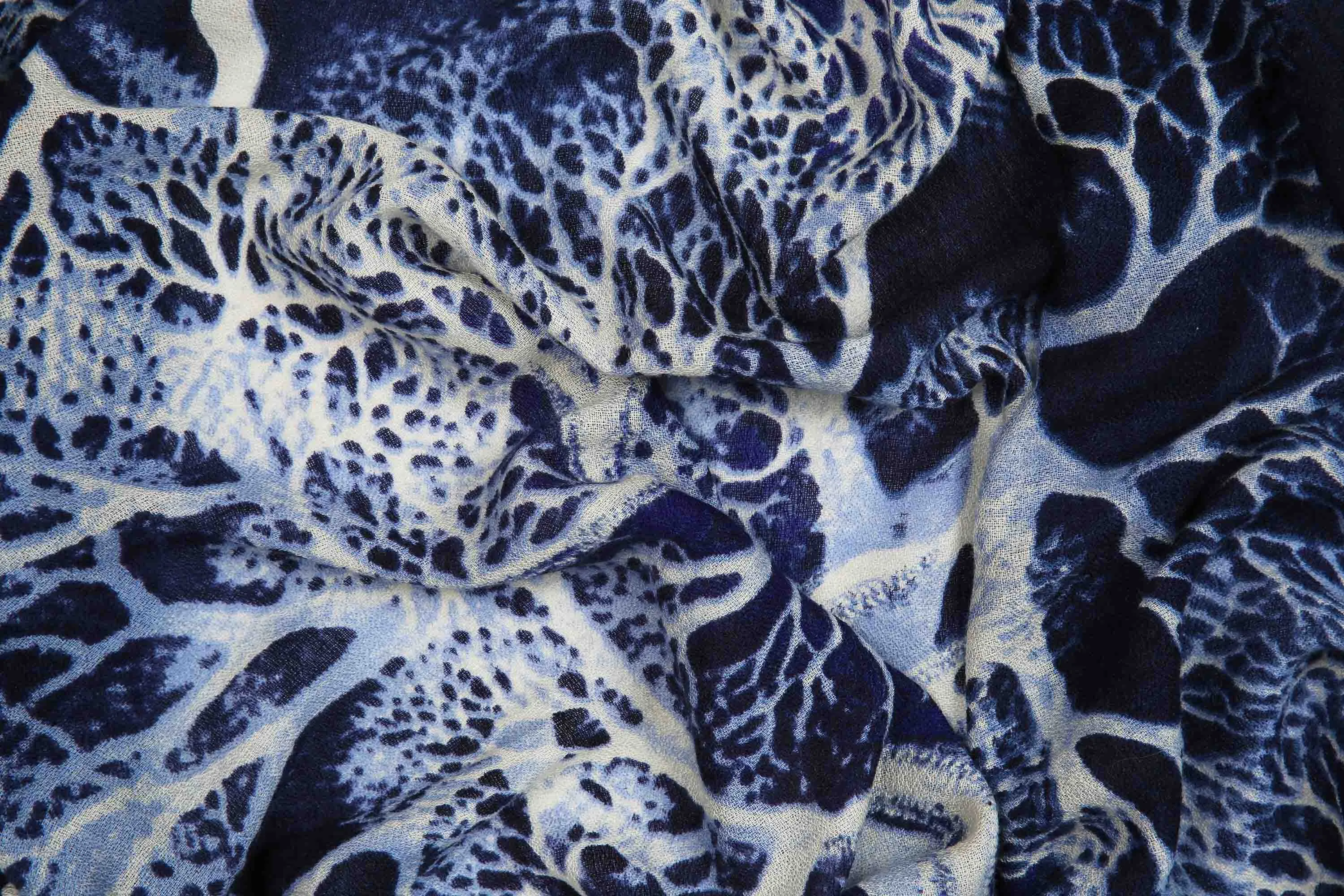 Cashmere Silk Scarf - Midnight Blue & Black