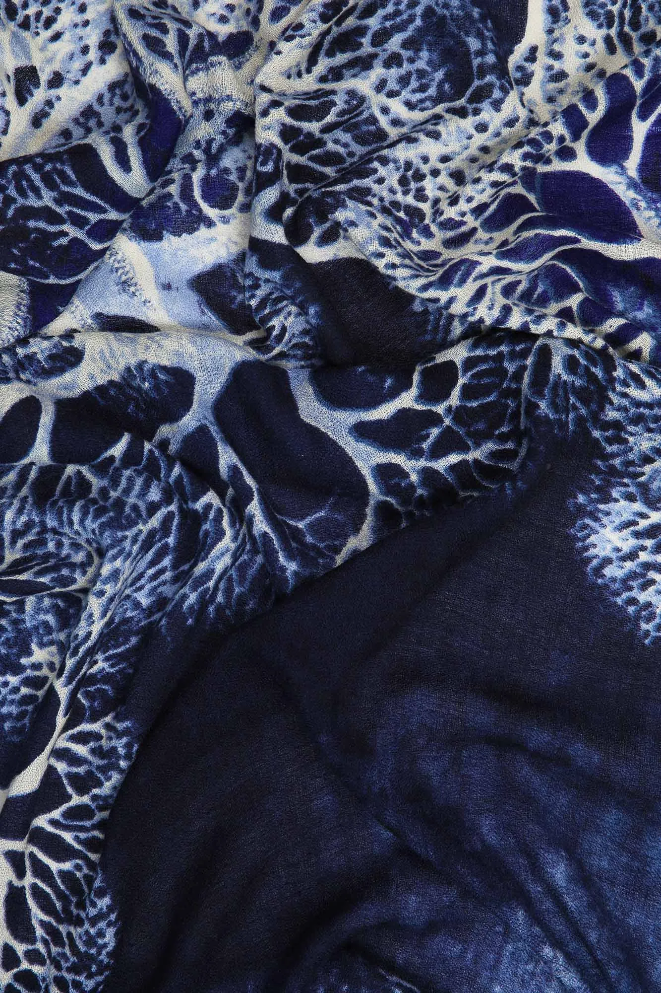 Cashmere Silk Scarf - Midnight Blue & Black