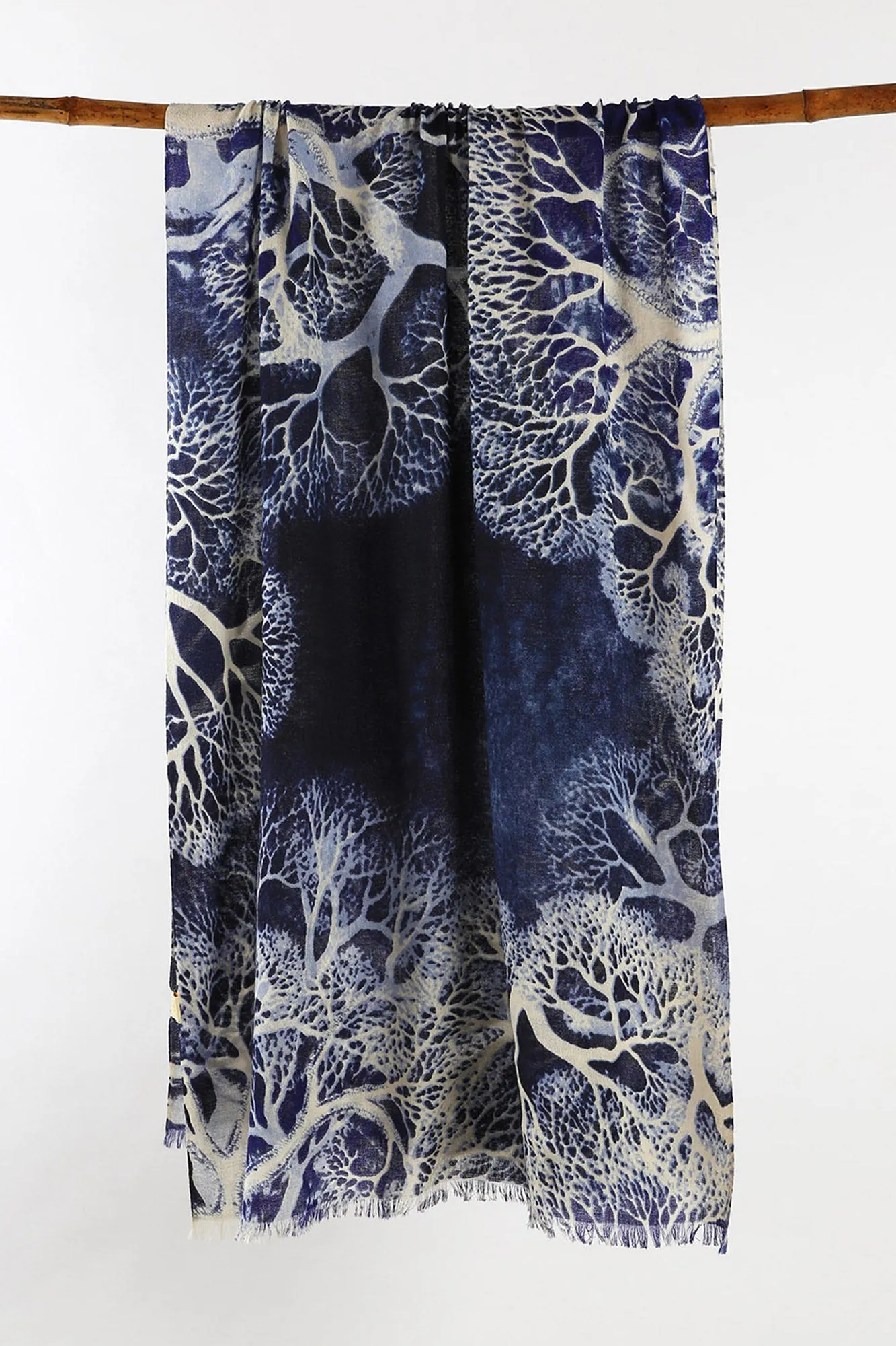 Cashmere Silk Scarf - Midnight Blue & Black