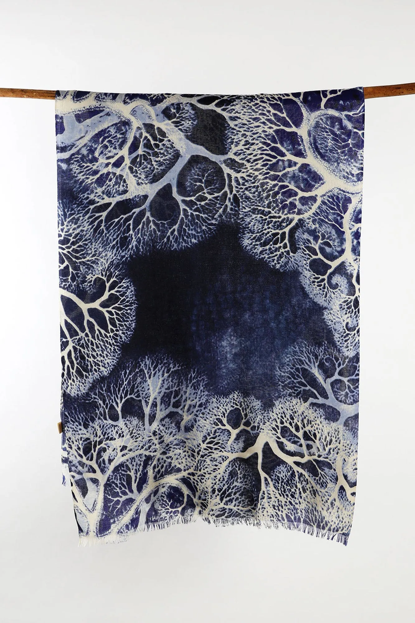 Cashmere Silk Scarf - Midnight Blue & Black