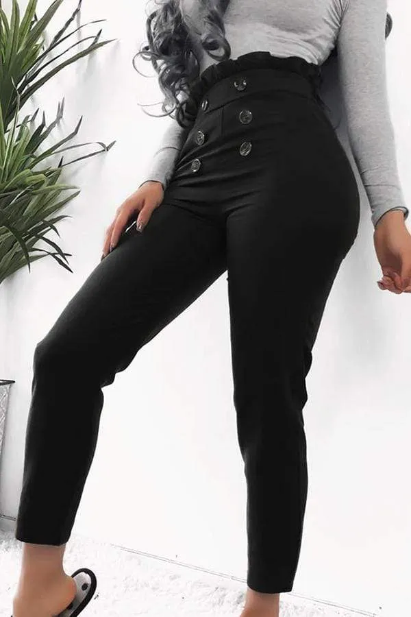 Casual Buttons Decorative Pants