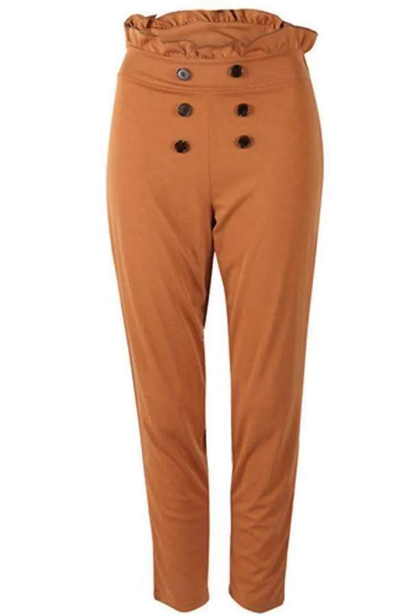Casual Buttons Decorative Pants