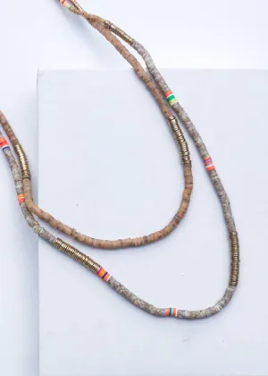 Caswell Beaded Long Layering Necklace - Natural
