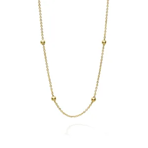 Caviar Gold 18K Gold Station Beaded Necklace