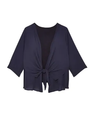 Cecilia Three Quarter Sleeve Layering Top | Navy