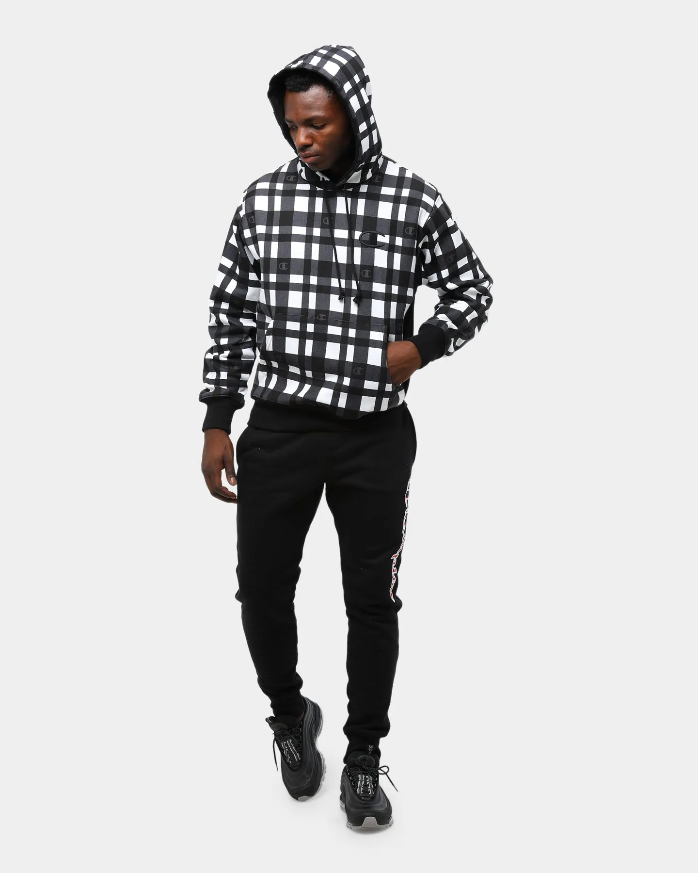 Champion Men's Rev Weave Tartan Hood Black