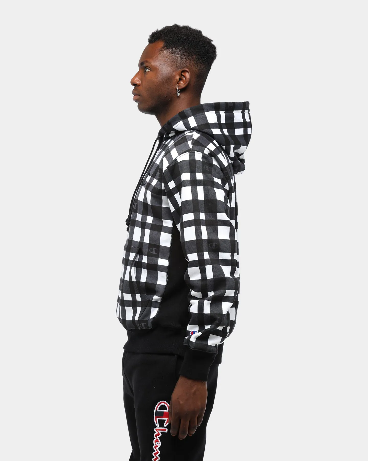 Champion Men's Rev Weave Tartan Hood Black