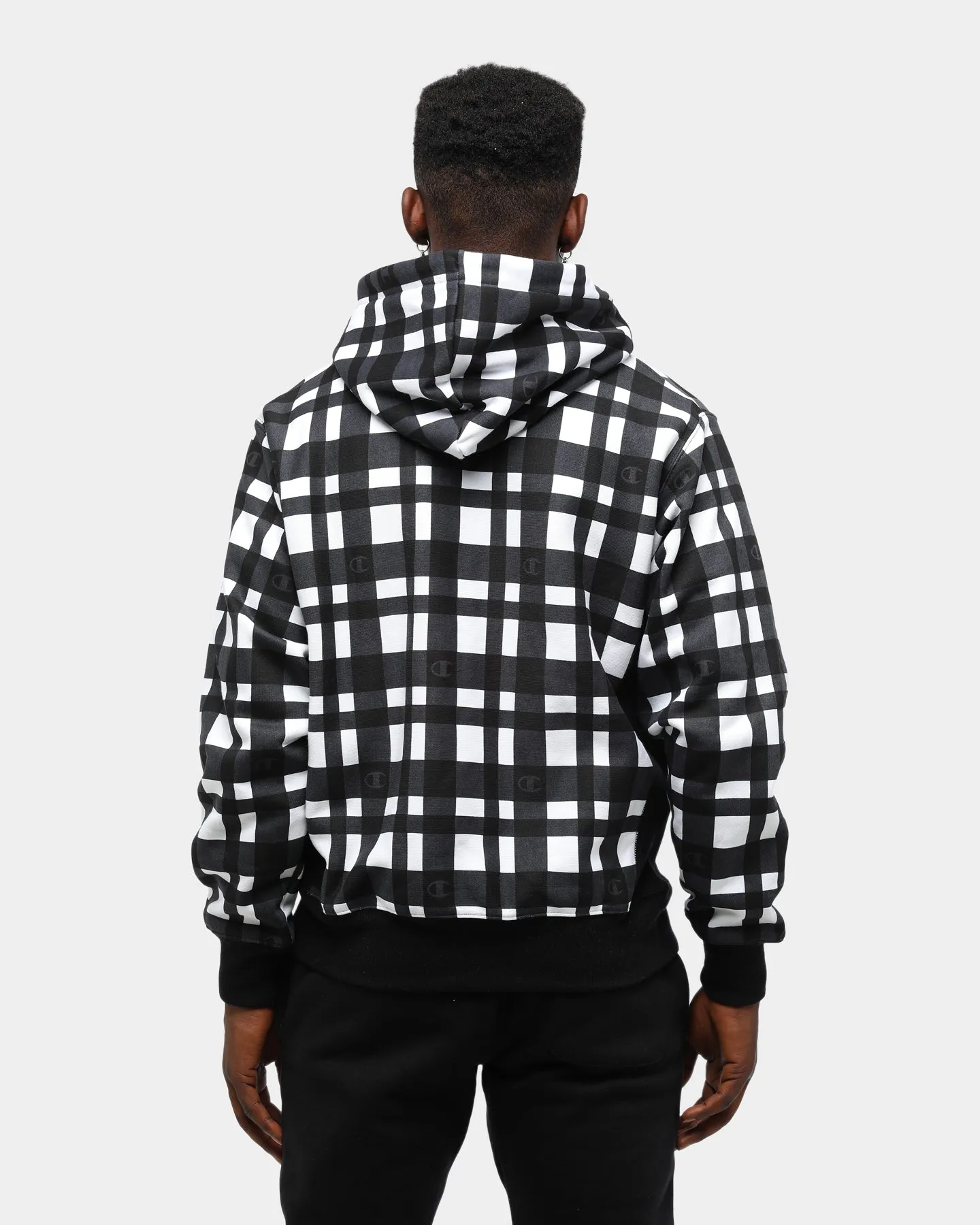 Champion Men's Rev Weave Tartan Hood Black