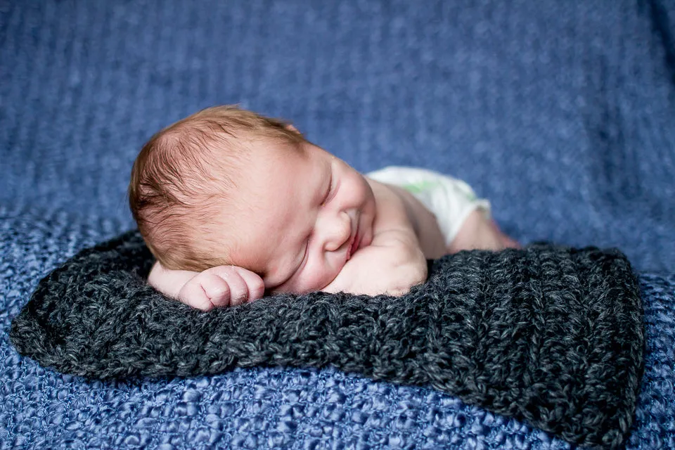 Charcoal gray newborn baby layering bump blanket