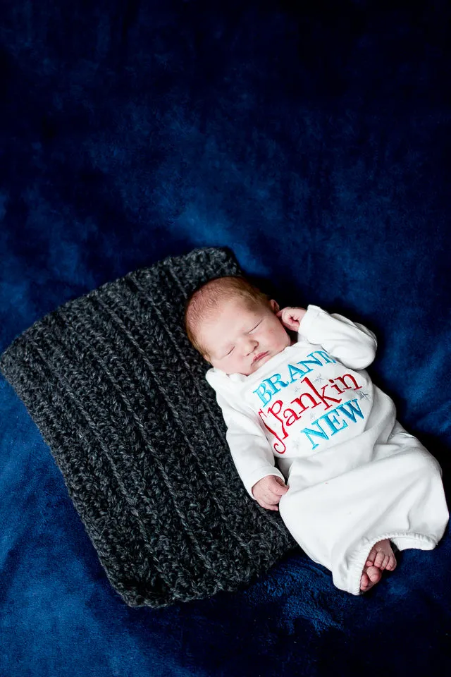 Charcoal gray newborn baby layering bump blanket