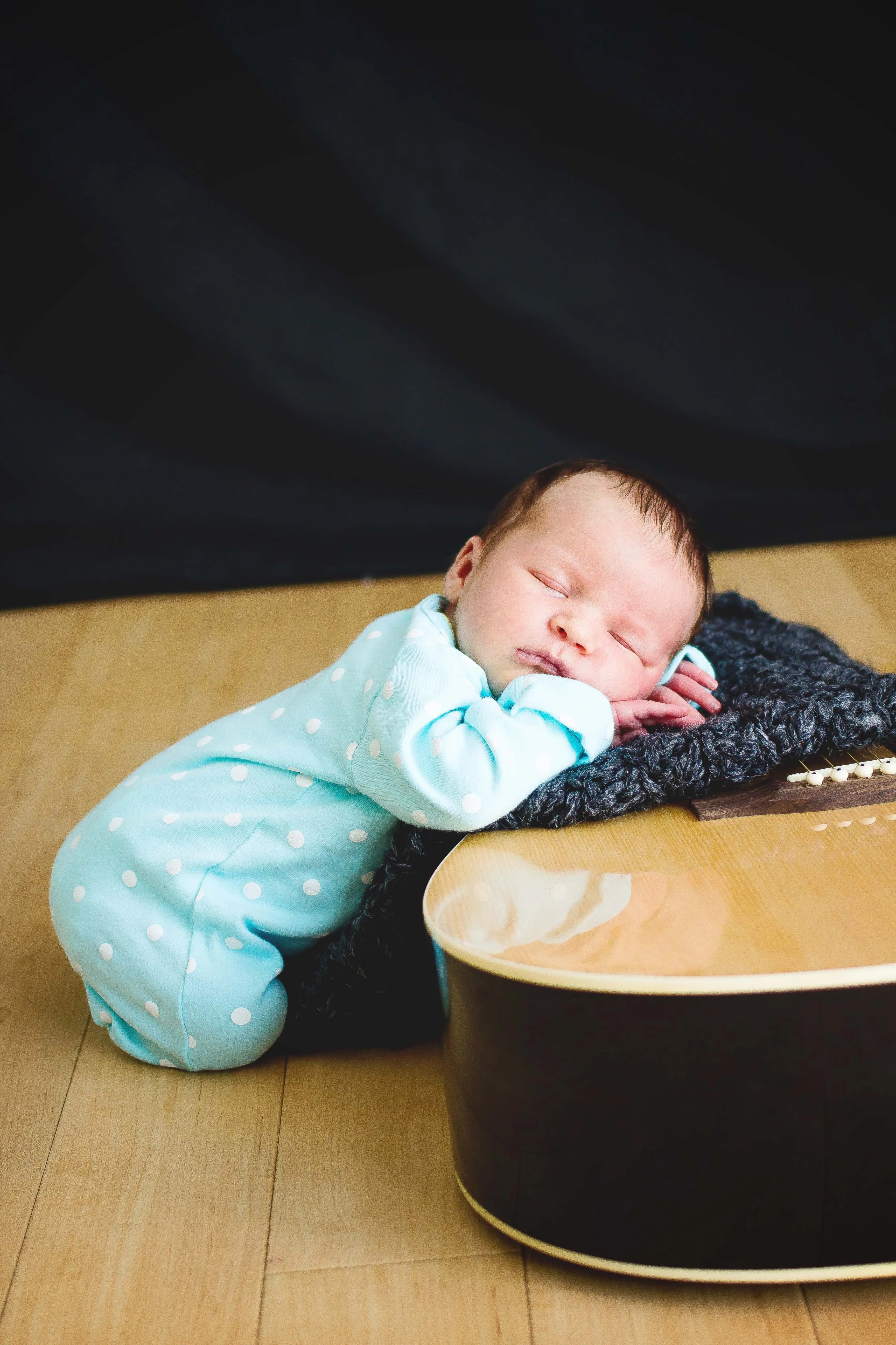 Charcoal gray newborn baby layering bump blanket