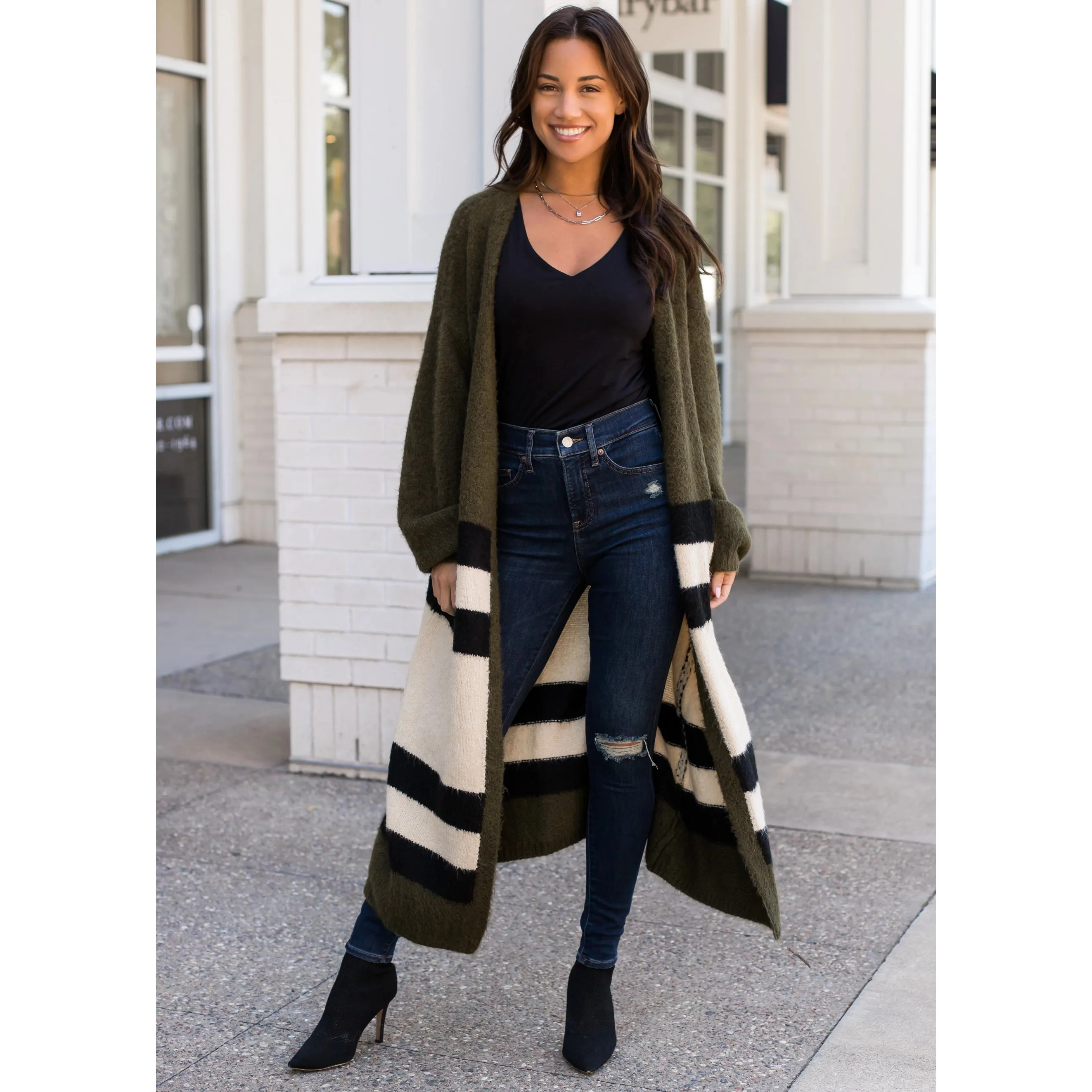 Charleston Color Block Open Cardigan