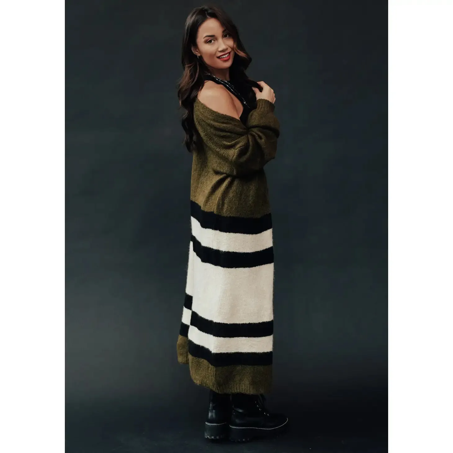 Charleston Color Block Open Cardigan
