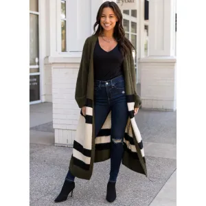 Charleston Color Block Open Cardigan