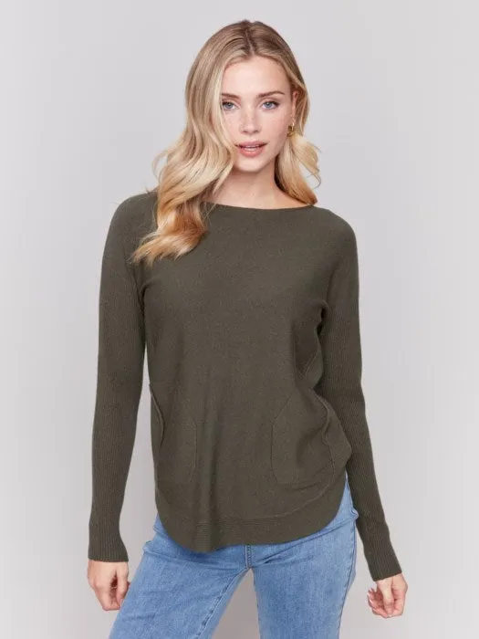 Charlie B- Knit Sweater with Lace-Up Cuffs 🇨🇦
