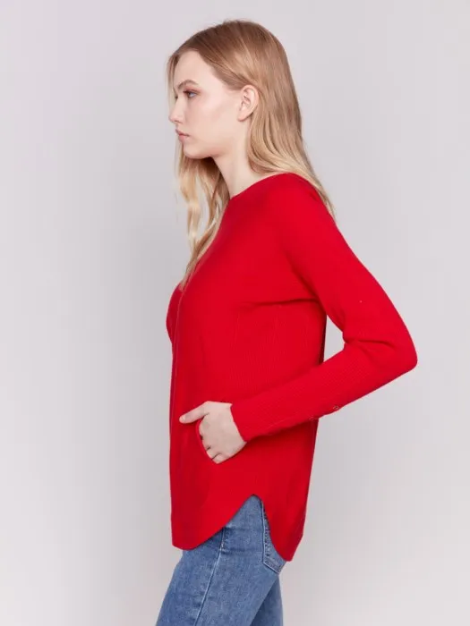 Charlie B- Knit Sweater with Lace-Up Cuffs 🇨🇦