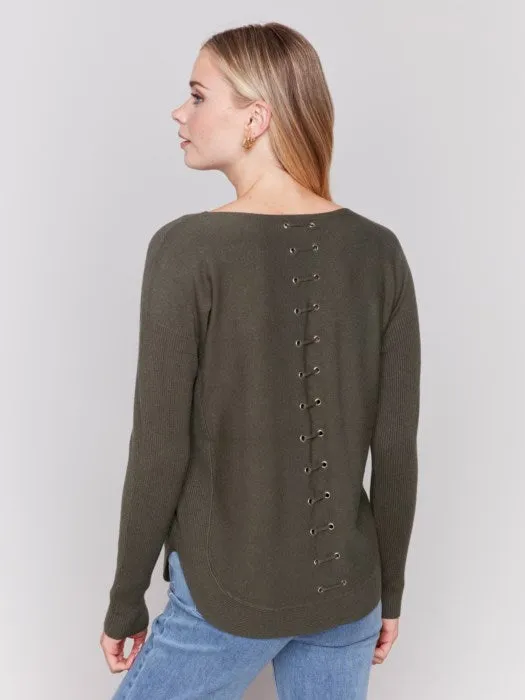 Charlie B- Knit Sweater with Lace-Up Cuffs 🇨🇦