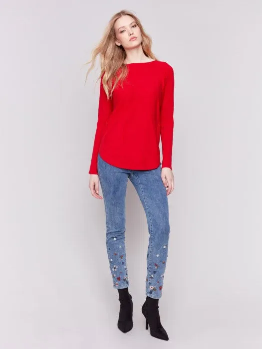 Charlie B- Knit Sweater with Lace-Up Cuffs 🇨🇦