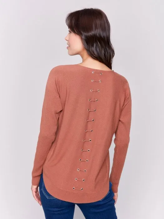 Charlie B- Knit Sweater with Lace-Up Cuffs 🇨🇦