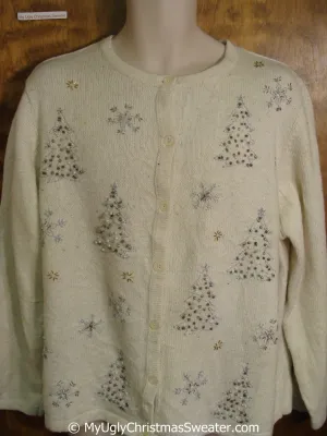 Cheap Ivory Ugly Christmas Sweater with Bling Trees