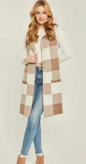 Checkered Long Vest